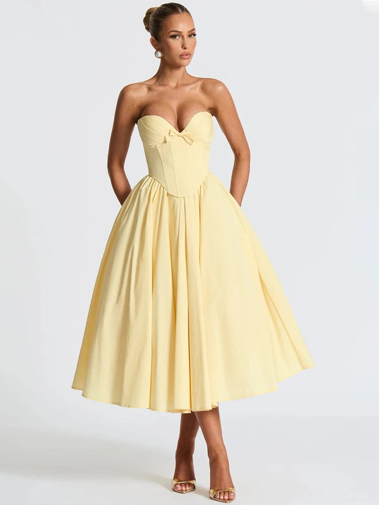 STELLA MIDI DRESS - LEMON
