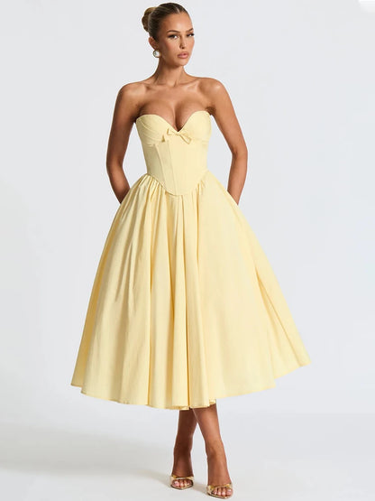 STELLA MIDI DRESS - LEMON