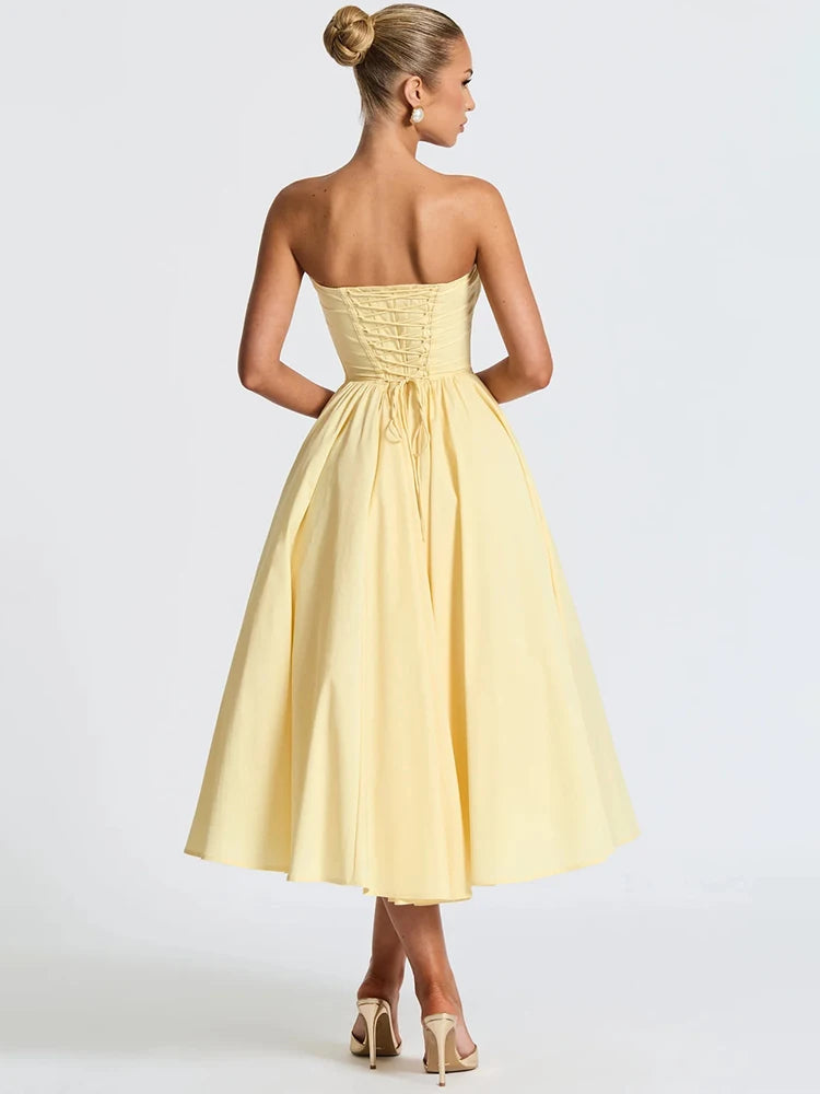 STELLA MIDI DRESS - LEMON