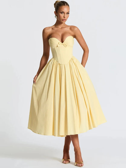 STELLA MIDI DRESS - LEMON