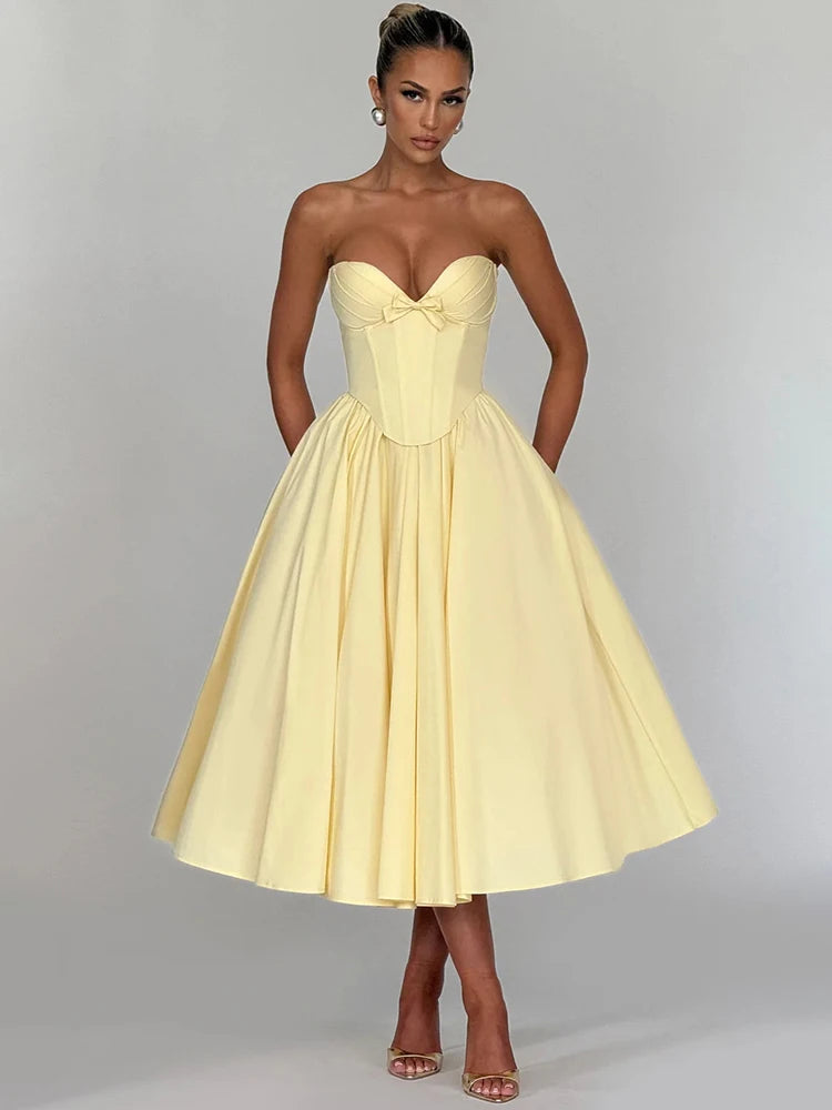 STELLA MIDI DRESS - LEMON