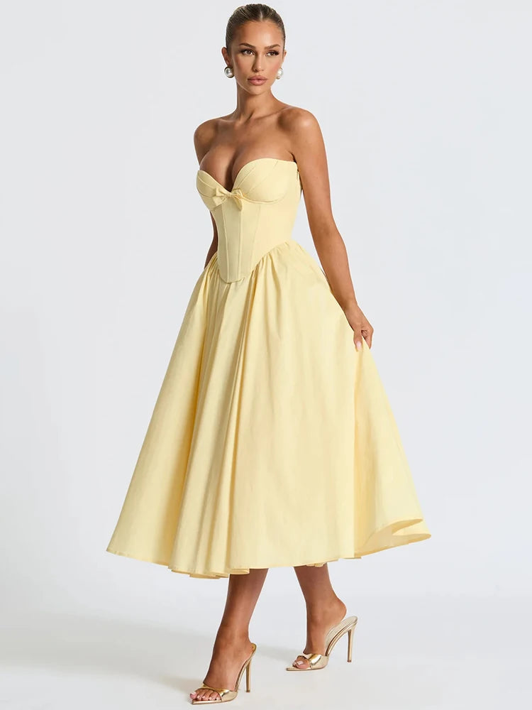 STELLA MIDI DRESS - LEMON