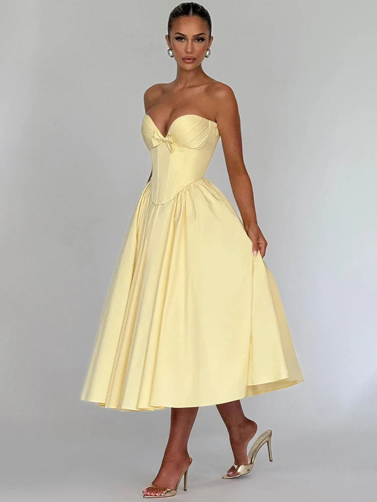 STELLA MIDI DRESS - LEMON